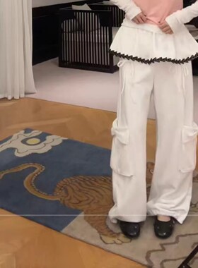 Mona张绮贤 春季新品廓形可拆卸屁帘工装卫裤个性口袋休闲裤女