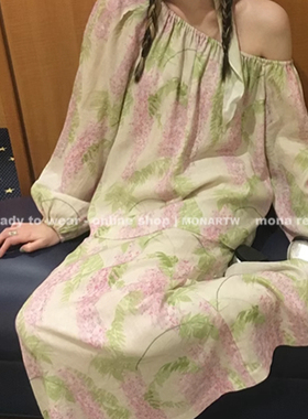 MONA 苎麻天丝 气质印花宽松时尚上衣中腰半身裙套装2025夏季新款