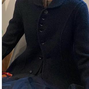 le rouge周美美 中古伊莉莎异型门襟后背镂空收腰羊毛双面呢外套