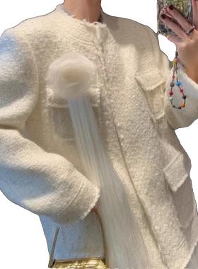 周美美同款  PureWhite高级质感流苏胸花搭配外套精致衣服配饰