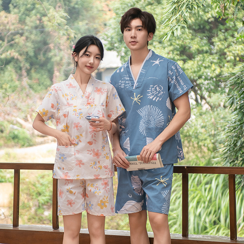 韩版汗蒸服纯棉女大码高档桑拿洗浴服按摩美容家具睡衣洋气带胸垫