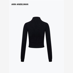 ANN ANDELMAN 半高领毛衣女款2025新款弹力修身半开拉炼针织上衣