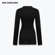 ANN 假两件宽松T恤连衣裙短裙女 长袖 ANDELMAN官方直营 黑色中长款