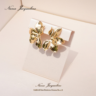【赵露思同款】NanaJacqueline金色三角梅耳环女花朵耳钉耳饰礼物