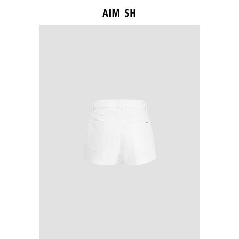 【新品】AIM SH官方直营女士 白色夹标休闲牛仔裙裤a字半身裙短裙