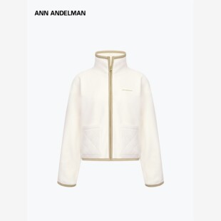 ANN ANDELMAN官方直营摇粒绒外套女秋冬撞色包边短款修身立领夹克
