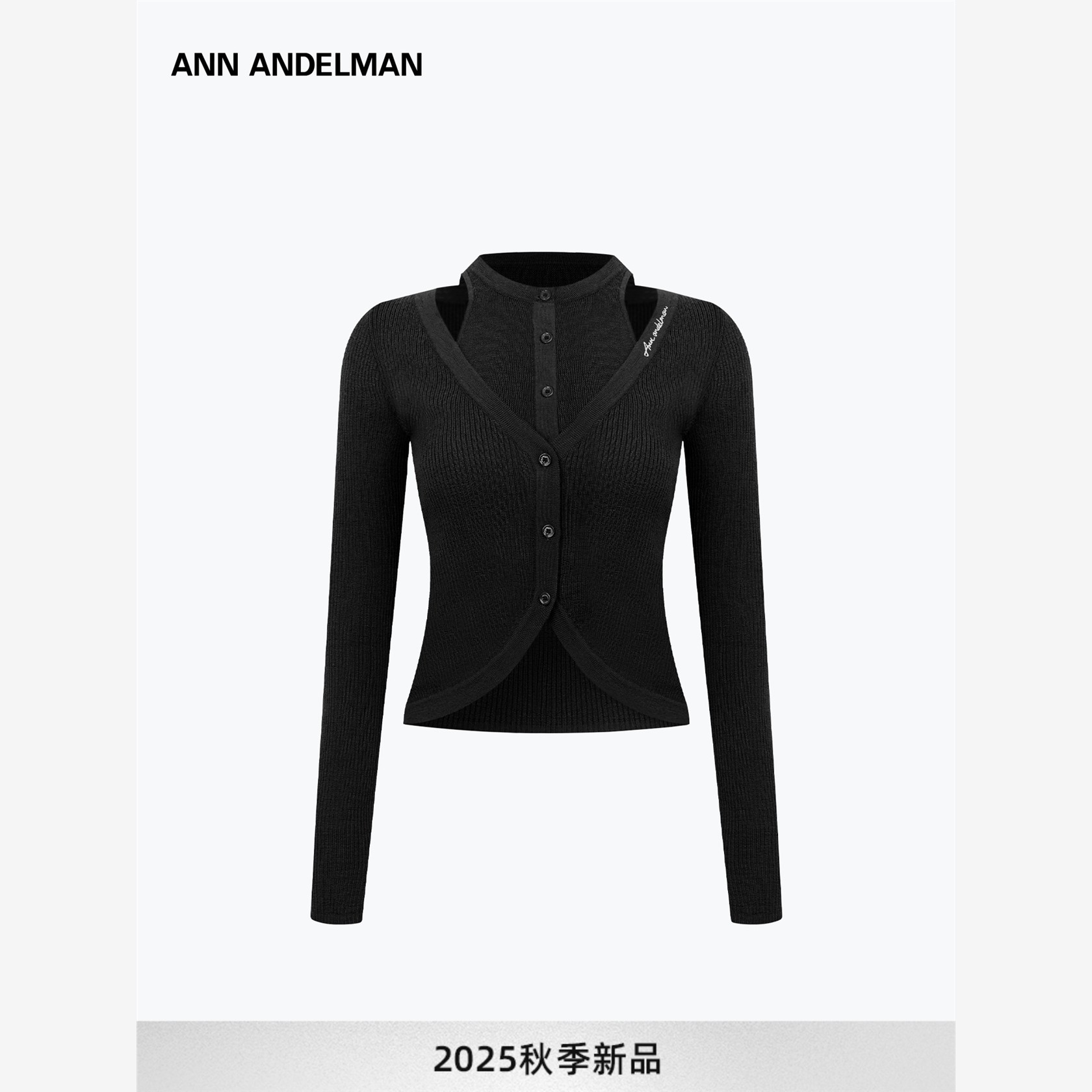 ANNDELM假两件针织衫上