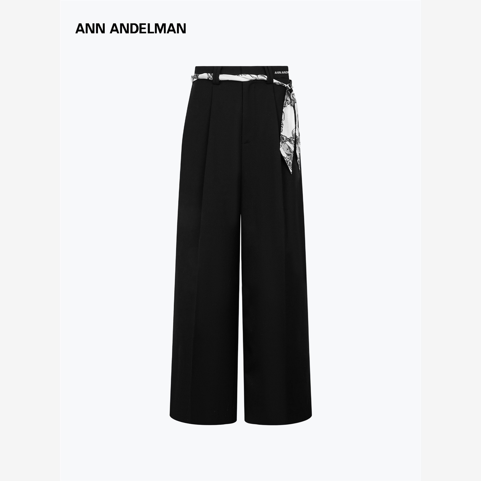 ANN ANDELMAN男女同款 丝巾休闲西裤宽松直筒黑色阔腿垂感西装裤