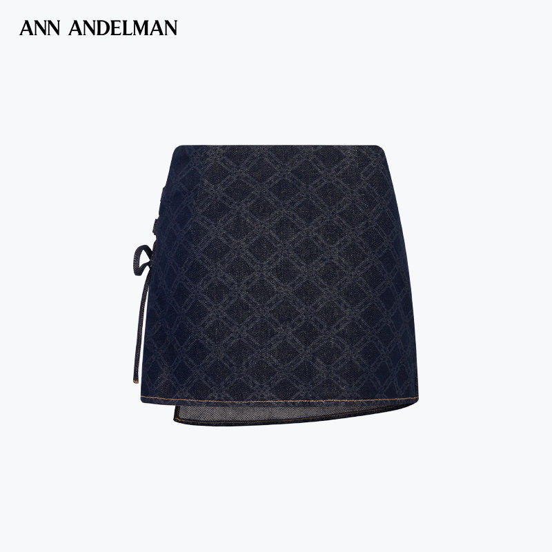ANN ANDELMAN原牛镭射烧花短裙牛仔包臀半身裙可搭配同款牛仔外套
