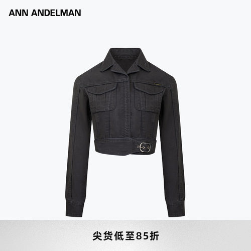 ANN ANDELMAN官方直营2026新品深灰色设计感牛仔洗水收腰短外套女