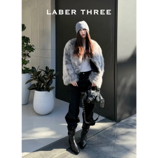 明星同款LABERTHREE秋冬新品时尚松弛感擦色褶皱西部靴中筒堆堆靴