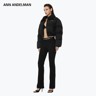 ANNANDELMAN 官方直营冬季黑色毛领高腰短款保暖外套羽绒服女