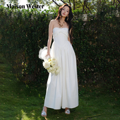 Maison Wester2025年春夏新款 白色简约钻领背心长裙