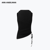 ANDELMAN官方直营纯色短款 无袖 针织上衣荡领修身 ANN 背心打底衫 女