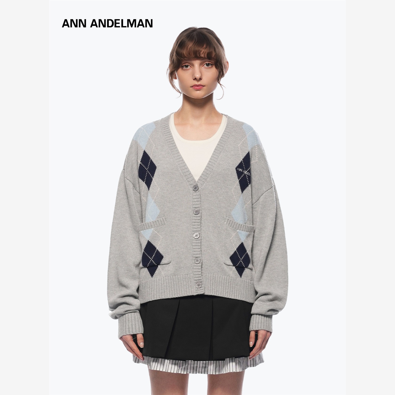 ANN ANDELMAN菱形格毛织开衫