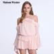 Maison 可露丽穿搭 粉色高级雪纺轻盈抽褶短裤 Wester2025夏季 新款