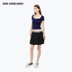 ANDELMAN官方直营 方领短袖 t恤女2025新款 ANN 时尚 掐腰设计感上衣
