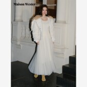 Maison 羽绒服 米白披肩棕毛领菱格纹短款 Wester2025冬季 新品
