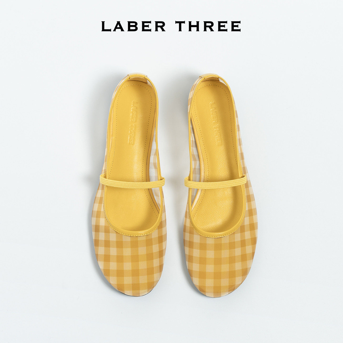 LABERTHREE26春新品轻量感格子布玛丽珍女复古田园风一字绑带单鞋