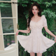 Wester2025年夏季 新款 女装 Maison 米白色流行泡泡袖 系带连衣裙
