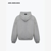 ANDELMAN 男女同款 灰色连帽卫衣秋冬季 ANN 宽松百搭开衫 拉炼外套