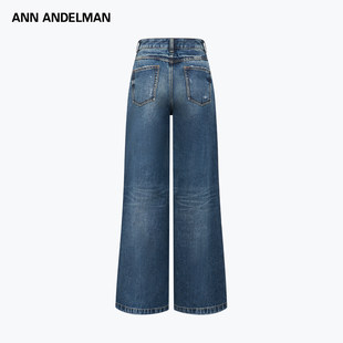 ANN ANDELMAN2026早春新款腰头烫钻牛仔裤挺括质感直筒阔腿长裤