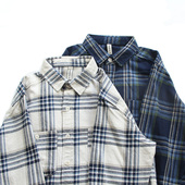 休闲复古格子衬衫 男士 秋季 美式 宽松百搭纯棉水洗磨毛长袖 衬衣外套
