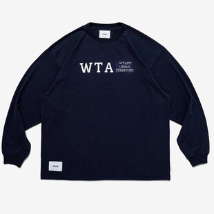 WTAPS 新品 23SS秋季 潮牌印花圆领宽松长袖 T恤纯棉重磅男女打底衫