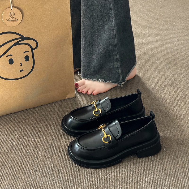 厚底乐福鞋女2025年春季新款复古小皮鞋女英伦一脚蹬爆款懒人单鞋,女鞋,乐福鞋（豆豆鞋）,淘宝优惠券,粉丝福利购,淘宝优惠卷