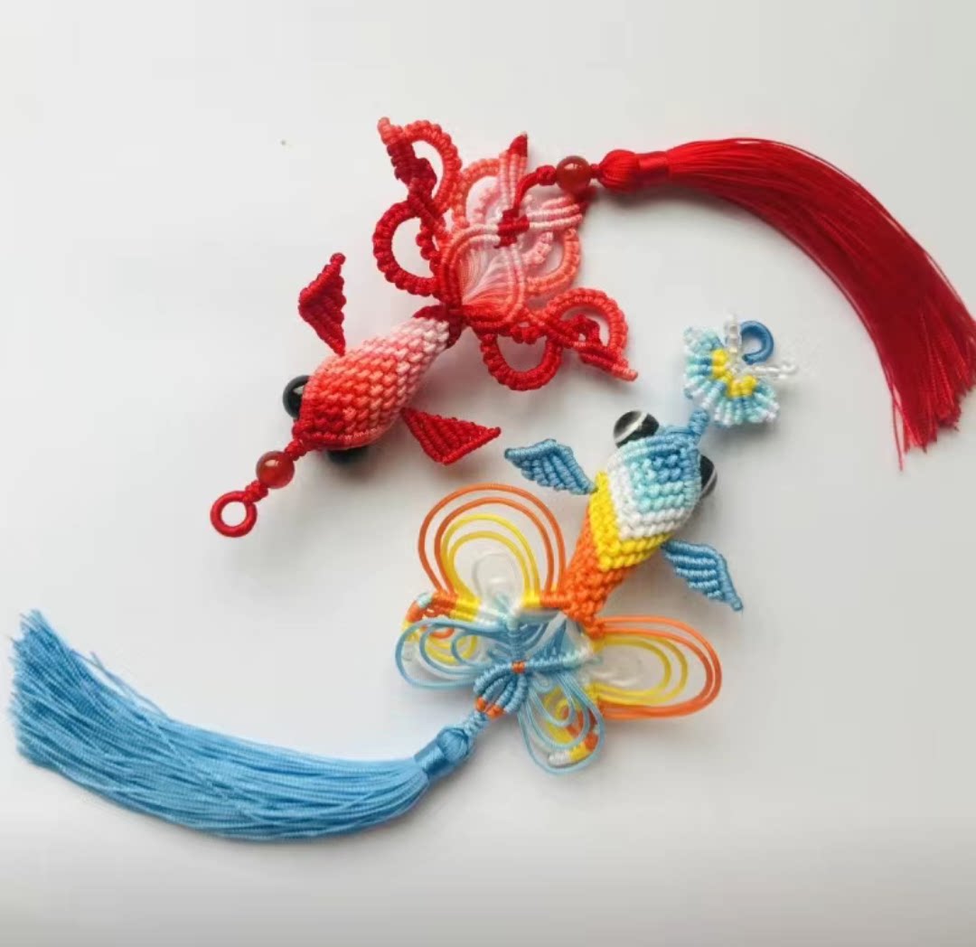 手工编织中国结大金鱼挂饰 多用途挂件成品 特色手工艺编绳diy
