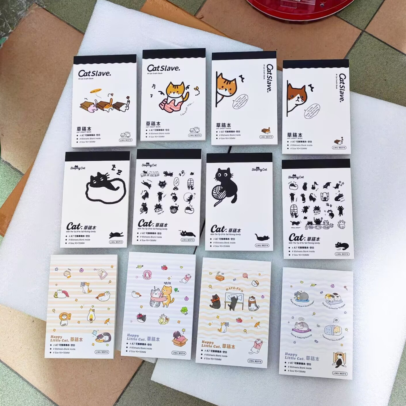 枥木一品可爱猫猫易撕口袋空白便签本A7笔记拍纸本绘画加厚草稿本