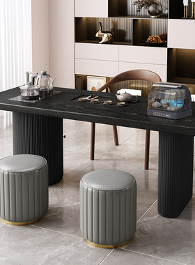 侘寂风阳台茶桌椅组合现代简约实木茶桌茶台烧水壶一体家用泡茶桌