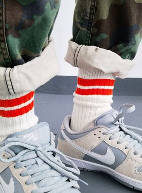 潮牌日系街头ins潮流长袜个性条杠Best纯棉中筒粗线滑板袜子男女