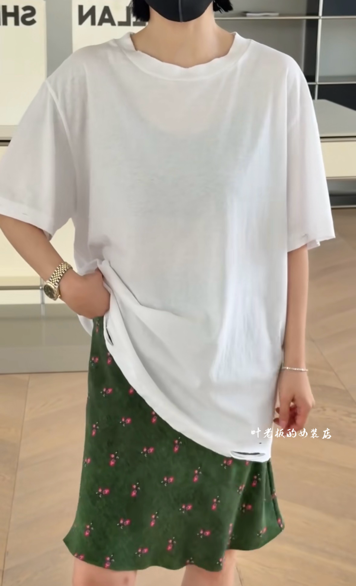 H5235破洞短袖 诗歌兰韩货女装2026夏款简约休闲中长款百搭T恤女