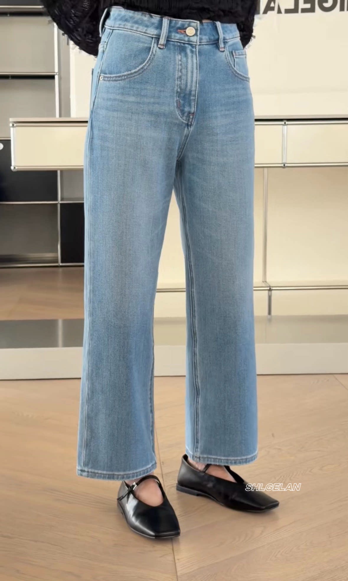 C02622浅色牛仔裤 诗歌兰女装2026春款 气质百搭浅蓝色九分烟管裤