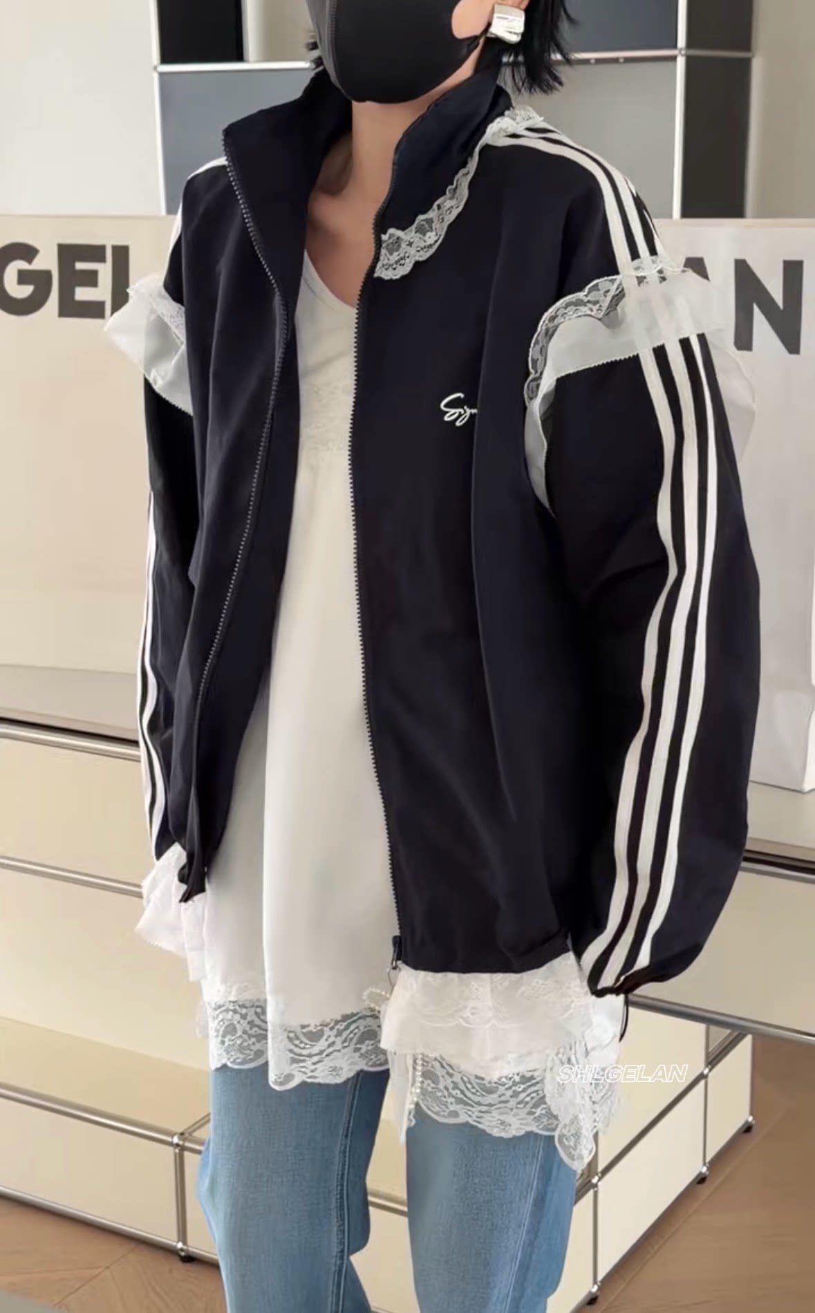 T1819短外套 诗歌兰欧货2026春款女装 休闲藏青蓝甜美蕾丝边外套