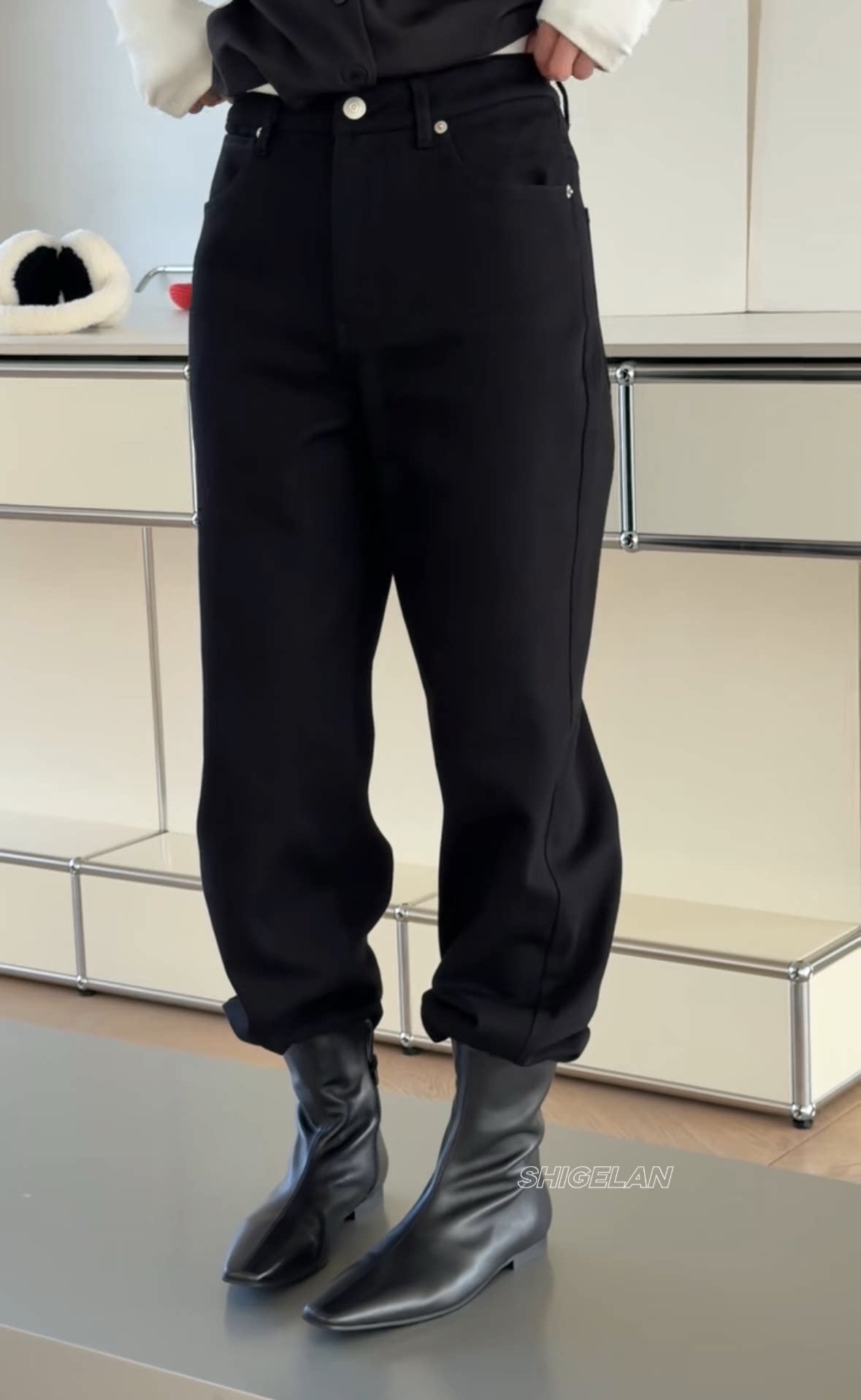 现货C58543诗歌兰女装2026款百搭显瘦黑色直筒裤靴裤休闲牛仔裤女