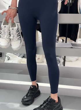 17009诗歌兰2024早秋款 时尚百搭深蓝色弹力瑜伽裤九分裤骑行裤女