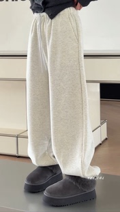 收口加绒卫裤 百搭米灰色休闲裤 女 2025冬款 现货58331诗歌兰女装