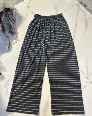 欧洲站 second 2nd 2025春秋款气质深灰色松紧腰条纹糯米裤卫裤女