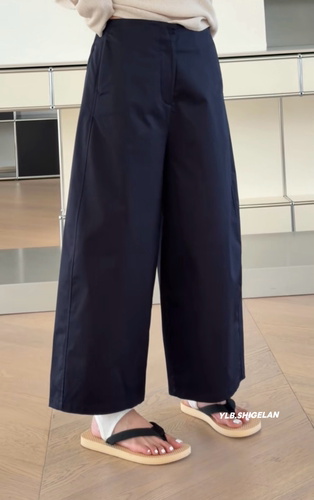 C58619九分休闲裤 诗歌兰女装2026春夏款百搭气质藏青蓝直筒裤女
