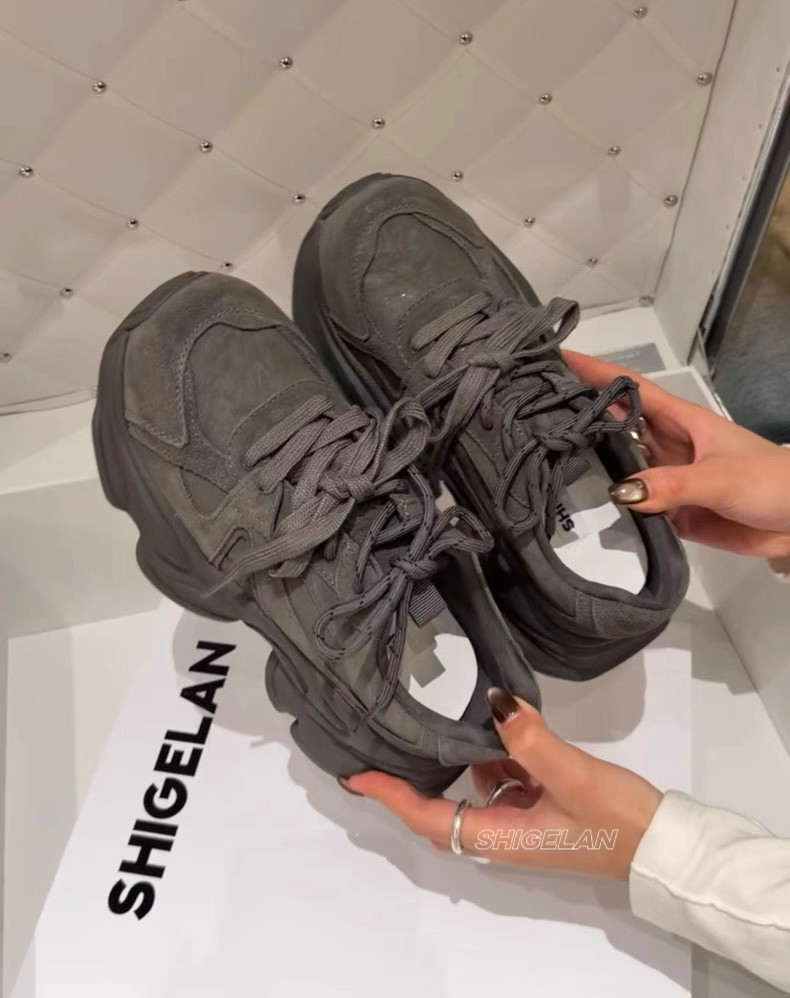 诗歌兰休闲鞋女鞋2026春新款 百搭厚底真皮老爹鞋系带休闲运动鞋,女鞋,老爹鞋,淘宝优惠券,粉丝福利购,淘宝优惠卷