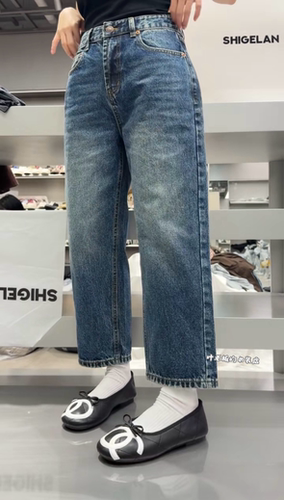 C268077牛仔直筒裤 诗歌兰厂货26秋款百搭显瘦蓝色九分烟管裤女