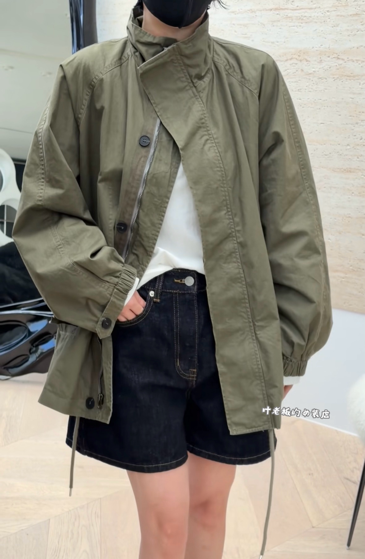 T1826风衣外套 诗歌兰欧货女装26秋款时尚气质军绿色抽绳休闲外套