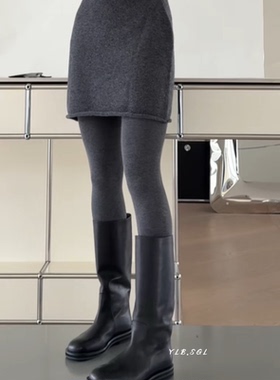 25103诗歌兰女装2025冬款 时尚百搭深灰色松紧腰卷边羊毛针织短裙