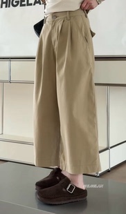 C26922直筒裤诗歌兰女装2026春款气质百搭卡其色显瘦简约休闲裤女