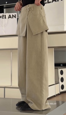 P68110诗歌兰欧货女装2026春款 气质卡其色休闲裤屁帘牛仔裤女
