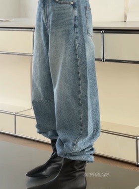 H11610诗歌兰韩货女装 2026早春款气质浅蓝色靴裤弯刀裤牛仔裤女