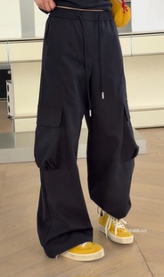 T90-3301抽绳休闲裤 诗歌兰欧货女装2026春款 气质显瘦黑色工装裤