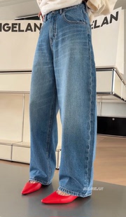 C267577牛仔裤 诗歌兰女装2026春款气质百搭水洗蓝色直筒牛仔裤女